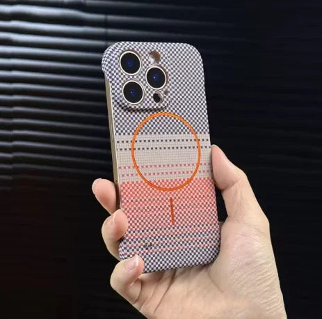 Ultra-Thin Carbon Fiber MagSafe Case – Frameless Kevlar Texture PC Cover for iPhone 16/15/ - Deewan E Kharidar