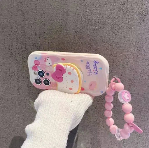 3D Hello Kitty Bracelet Case with Stand – Cute Shockproof Cover for Samsung A Series (A13–A73, 4G/5G) - Deewan E Kharidar