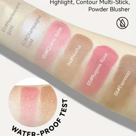 Cream Contour Stick Set – Highlighter, Bronzer & Blush (Waterproof & Non-Greasy) - Deewan E Kharidar