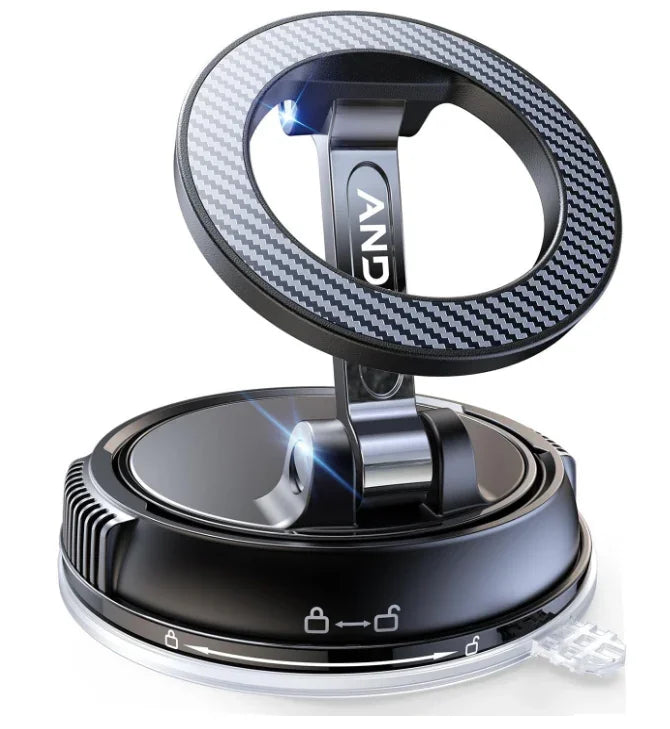 Carbon Fiber Magsafe Car Phone Holder – 360° Adjustable Mount with Ultra Strong Magnetic & Suction Grip - Deewan E Kharidar