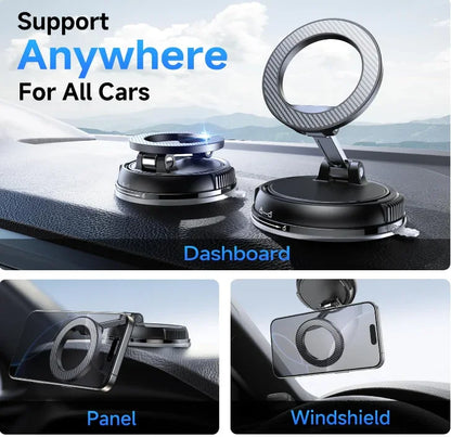 Carbon Fiber Magsafe Car Phone Holder – 360° Adjustable Mount with Ultra Strong Magnetic & Suction Grip - Deewan E Kharidar