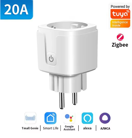 TNCE TUYA Smart Plug WiFi/Zigbee 3.0 EU Socket 16A/20A – Power Monitor, Timer, Alexa & Google Home Compatible - Deewan E Kharidar