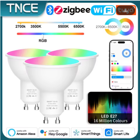Tuya Smart LED Bulb – WiFi/Zigbee/Bluetooth | RGB + White 2700K-6500K | Works with Alexa & Google - Deewan E Kharidar