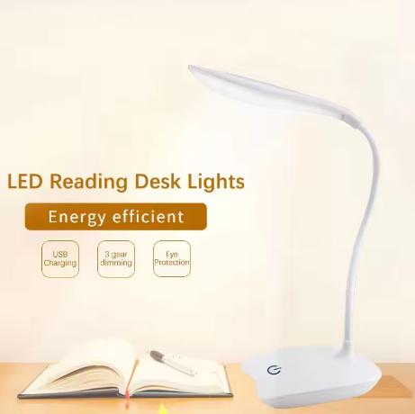USB Rechargeable LED Desk Lamp – Eye Protection Reading Light with 3-Level Dimming - Deewan E Kharidar