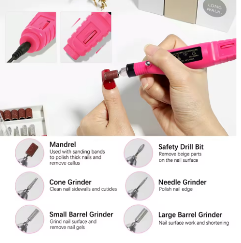 Electric Nail Drill Machine Set – Professional Nail Sander with USB & Plug Options - Deewan E Kharidar