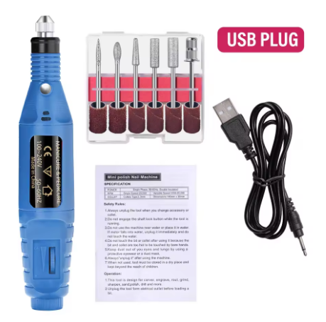 Electric Nail Drill Machine Set – Professional Nail Sander with USB & Plug Options - Deewan E Kharidar