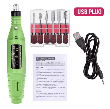 Electric Nail Drill Machine Set – Professional Nail Sander with USB & Plug Options - Deewan E Kharidar