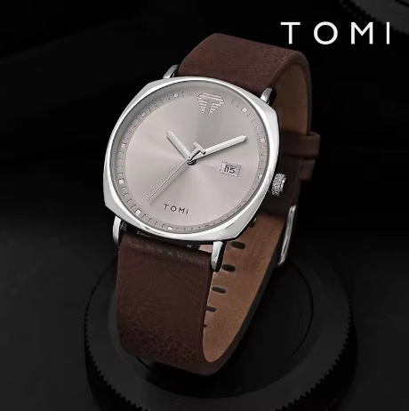 TOMI Men's Minimalist Quartz Watch – Fashion Leather Strap, Sports Style with Calendar - Deewan E Kharidar