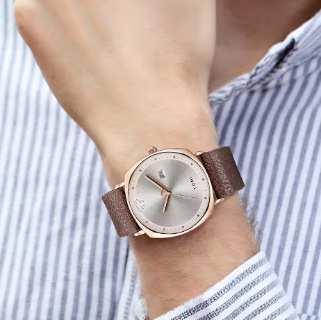 TOMI Men's Minimalist Quartz Watch – Fashion Leather Strap, Sports Style with Calendar - Deewan E Kharidar