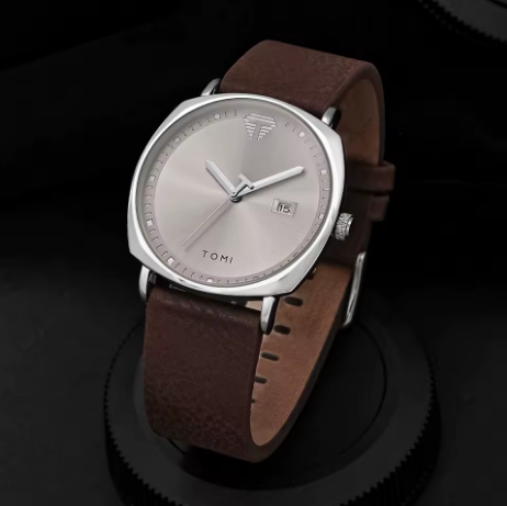 TOMI Men's Minimalist Quartz Watch – Fashion Leather Strap, Sports Style with Calendar - Deewan E Kharidar