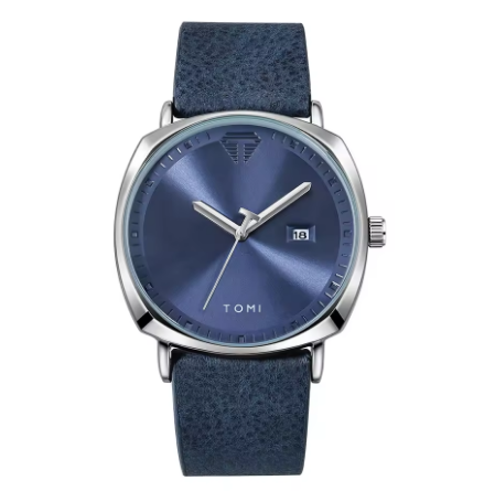 TOMI Men's Minimalist Quartz Watch – Fashion Leather Strap, Sports Style with Calendar - Deewan E Kharidar