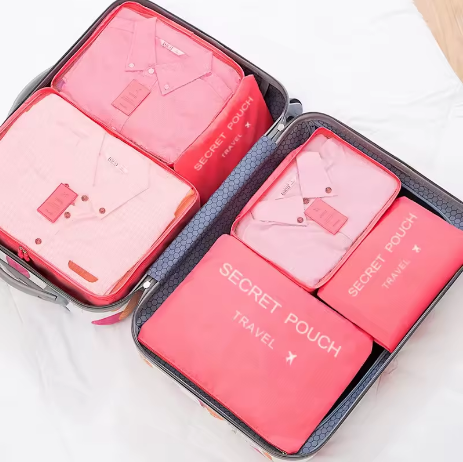 6 Pcs Travel Luggage Organizer Set – Waterproof Storage Packing Cubes for Clothes, Shoes, Toiletries – Travel Essentials Bags - Deewan E Kharidar