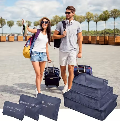 6 Pcs Travel Luggage Organizer Set – Waterproof Storage Packing Cubes for Clothes, Shoes, Toiletries – Travel Essentials Bags - Deewan E Kharidar