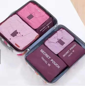 6 Pcs Travel Luggage Organizer Set – Waterproof Storage Packing Cubes for Clothes, Shoes, Toiletries – Travel Essentials Bags - Deewan E Kharidar