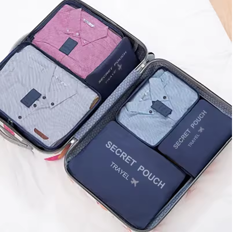 6 Pcs Travel Luggage Organizer Set – Waterproof Storage Packing Cubes for Clothes, Shoes, Toiletries – Travel Essentials Bags - Deewan E Kharidar