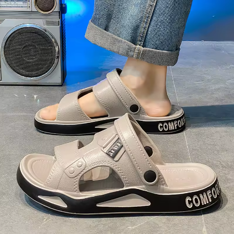 Men's Summer EVA Slippers – Lightweight Non-Slip Open-Toe Sandals for Beach & Outdoor - Deewan E Kharidar