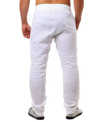 Men's Cotton Linen Pants – Breathable Solid Color Trousers for Fitness, Casual & Streetwear (S–4XL) - Deewan E Kharidar