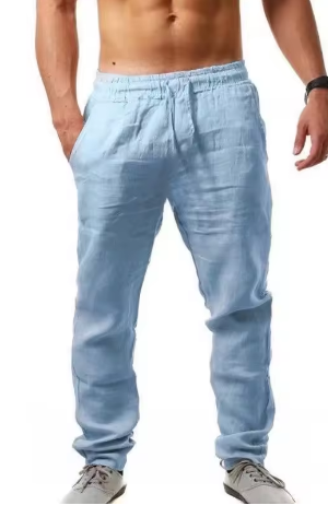 Men's Cotton Linen Pants – Breathable Solid Color Trousers for Fitness, Casual & Streetwear (S–4XL) - Deewan E Kharidar