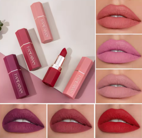 6-Color Matte Lipstick Set – Long-Lasting, Waterproof, Non-Fading, Non-Stick Velvet Lip Colors - Deewan E Kharidar