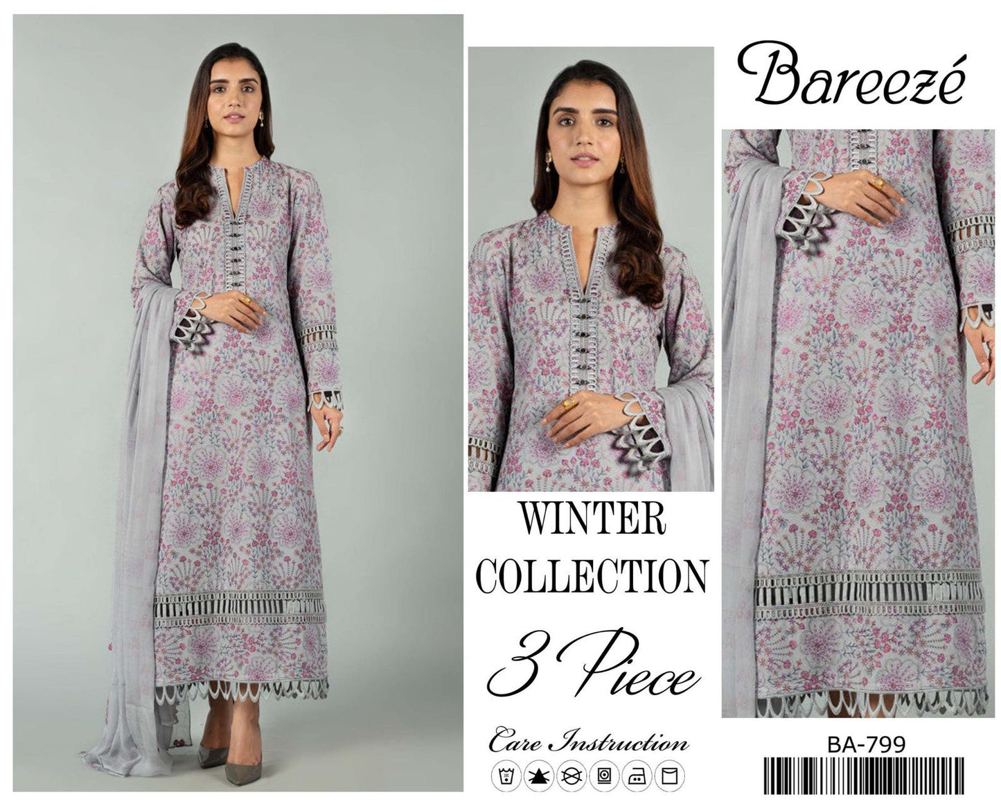 Bareeze Winter Collection 3-Piece Embroidered Suit – Elegant & Timeless